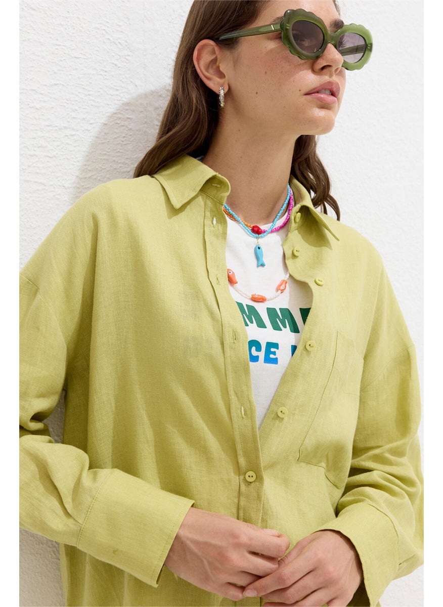 Thin Linen Oversize Shirt Soft Yellow - pzsku/ZB03E9A34CCE8891A411AZ/45/_/1741264493/b88517f3-43be-4d09-8e45-208a04053219