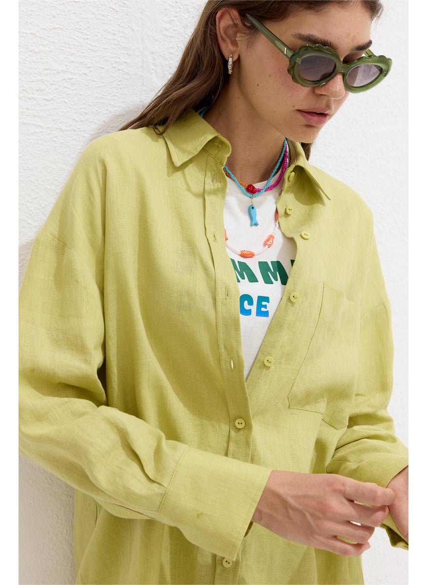 Thin Linen Oversize Shirt Soft Yellow - pzsku/ZB03E9A34CCE8891A411AZ/45/_/1741264496/9717b017-ba4c-49fe-8075-a627481ac5a3