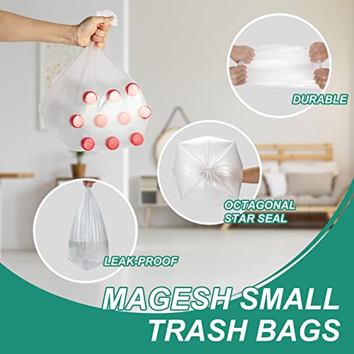 Magesh 4 Gallon Trash Bag Strong, Leakage-Free, Small Garbage Bags Unscented Thick for Bathroom, Office, Kitchen Small Trash Can, 15L, 105 Bags, Clear - Image 2