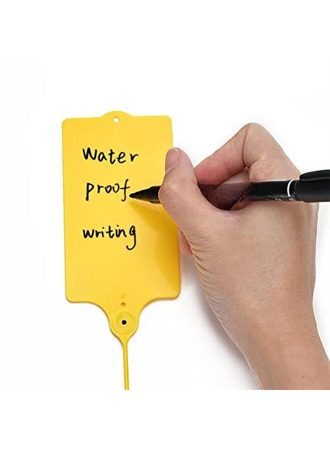 100 بطاقة بلاستيكية، بطاقات شحن، بطاقات مقاومة للماء لوضع العلامات، ملصقات شحن، أختام أمان، أربطة علامات قابلة للكتابة، بطاقات تعليق، بطاقة تخزين مع قلم تحديد واحد (اللون: أصفر) - Image 3