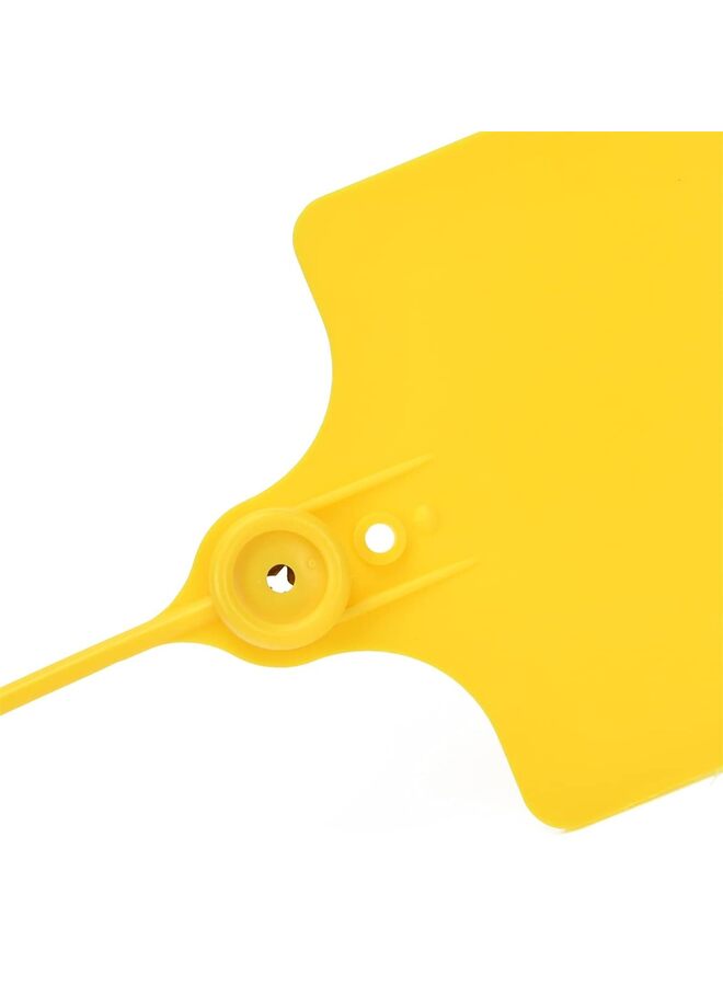 100 بطاقة بلاستيكية، بطاقات شحن، بطاقات مقاومة للماء لوضع العلامات، ملصقات شحن، أختام أمان، أربطة علامات قابلة للكتابة، بطاقات تعليق، بطاقة تخزين مع قلم تحديد واحد (اللون: أصفر) - Image 4