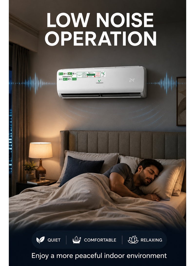 Videocon 2 Ton Split AC, T3 Rated Compressor, R410A Refrigerant, Gold Fin Condenser, 4-Way Swing, Low Noise, Energy Efficient, Auto Restart, 5 Year Compressor Warranty- VSAC24T3S - Image 5