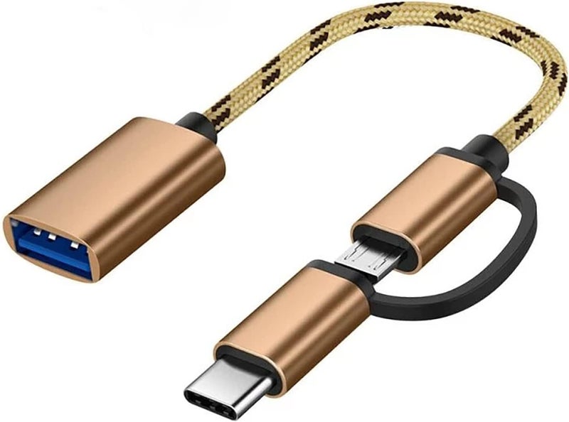 SENBON SENBUN 2 in 1 OTG Adapter Cable Micro USB + USB C to USB 3.0 Female Connector Cable, Compatible Transmission & Charging, for All Supported Micro and Type C Device (Multicolor) - Image 1
