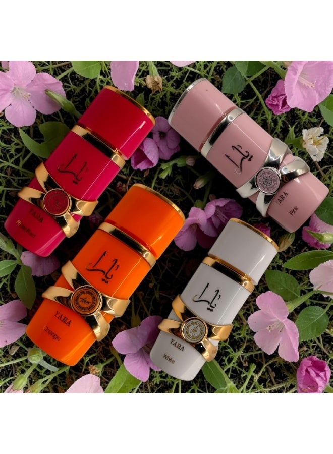 يارا - مجموعة هدايا عطر نسائي طويل الأمد - رائحة زهرية وفواكه - 4 زجاجات × 30 مل - أبيض، وردي، برتقالي، وردي أحمر - Image 2
