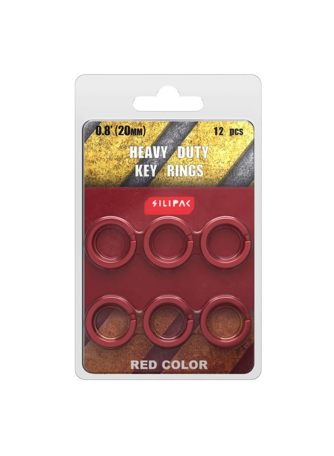 Silipac Small Key Rings Split Heavy Duty Keychain Dog Tag Collar Keyrings Anodized Flat Metal Chain Lanyards Home Car Connect Large Holder Strong Round Bulk 0.8" (Red, 20mm), Red, 20mm - Image 2