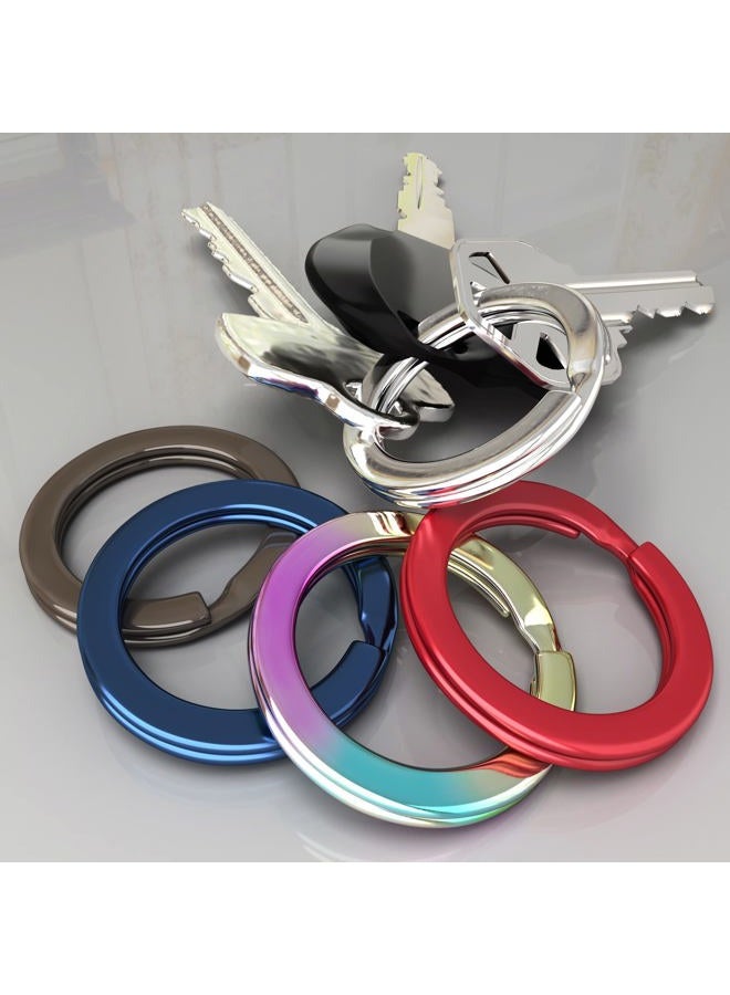 Silipac Small Key Rings Split Heavy Duty Keychain Dog Tag Collar Keyrings Anodized Flat Metal Chain Lanyards Home Car Connect Large Holder Strong Round Bulk 0.8" (Red, 20mm), Red, 20mm - Image 4