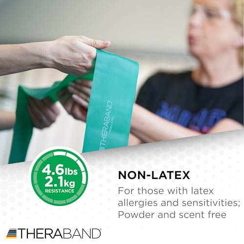 TheraBand Resistance Bands Set, Professional Non-Latex Elastic Band For Exercise, Physical Therapy, & Rehab, Yellow & Red & Green, Beginner - Image 5