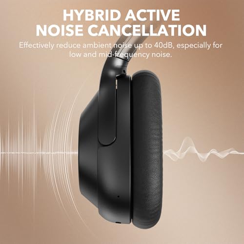 YMOO Bluetooth 5.3 Hybrid Active Noise Cancelling Headphones for Airplane Travel, Wired and Wireless ANC Headphones, 80H Playtime Over Ear Headphone, Low Latency Bluetooth Headset with Mic for Adults - Image 3