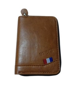 Leather Wallet with Zipper for Small Card Holder with 11 Cards Capacity