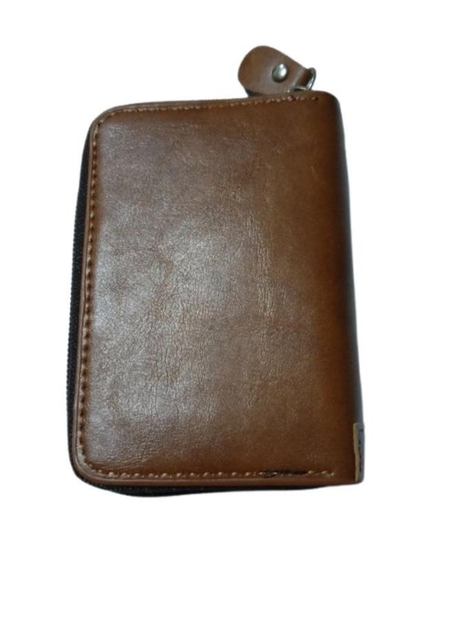 Generic - Leather Wallet with Zipper for Small Card Holder with 11 Cards Capacity - Image 1
