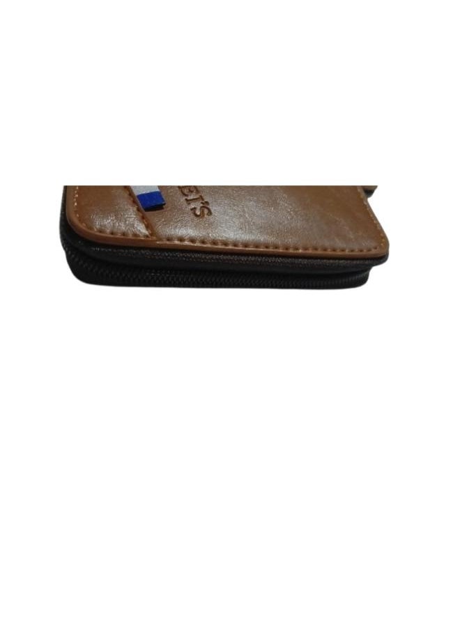 Generic - Leather Wallet with Zipper for Small Card Holder with 11 Cards Capacity - Image 1