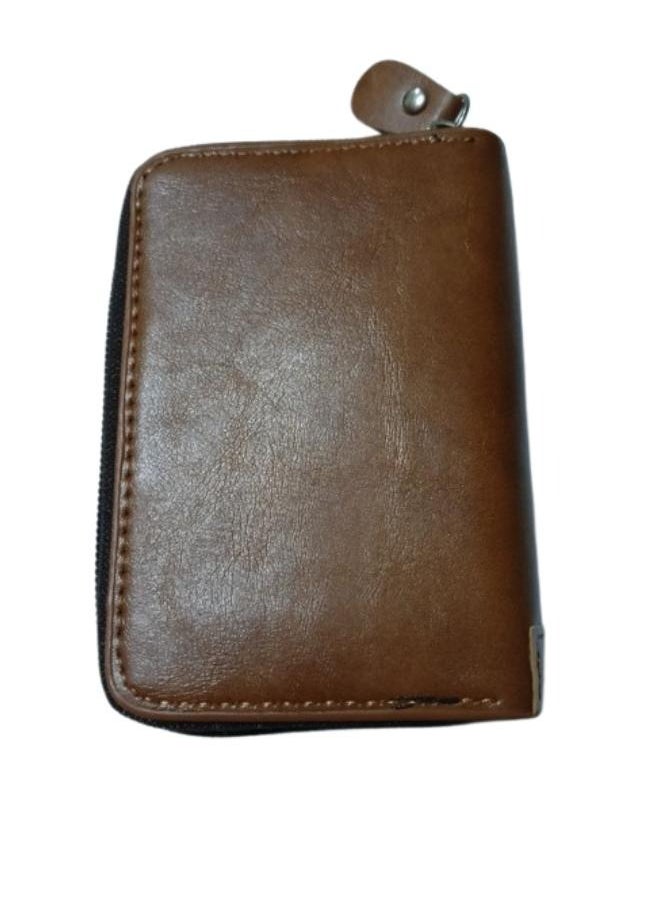 Generic - Leather Wallet with Zipper for Small Card Holder with 11 Cards Capacity - Image 1