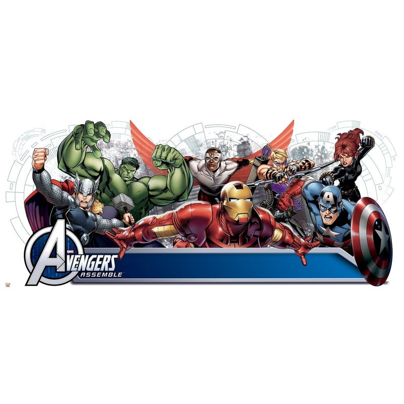 RoomMates Avengers Assemble Headboard Giant Wall Decal with Alphabet for Personalization, RMK2240GM - Image 1
