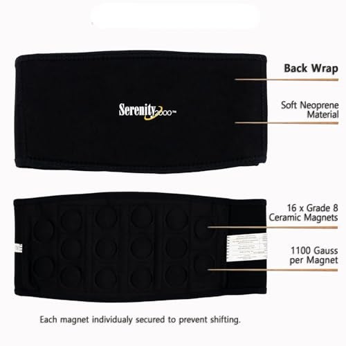 SERENITY2000 Magnetic Therapy Back Wrap for Pain Relief and Support, 16 Magnets, 1100 Gauss Per Magnet (Small/Medium - Waist up to 32") - Image 4