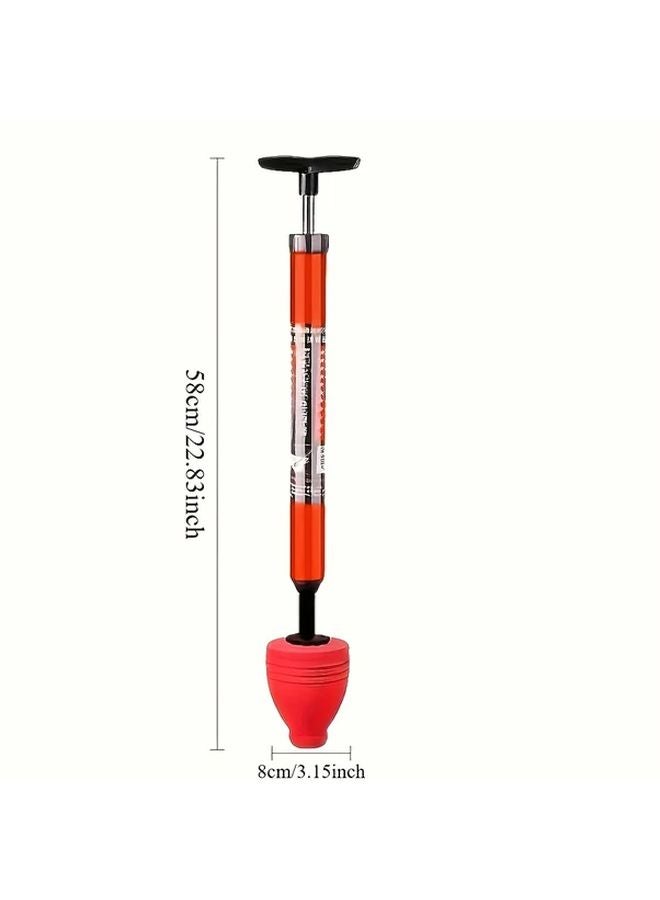 Red Heavy Duty Pneumatic Toilet Plunger Manual Pump Drain Cleaner Thick Rubber Seal - Image 3