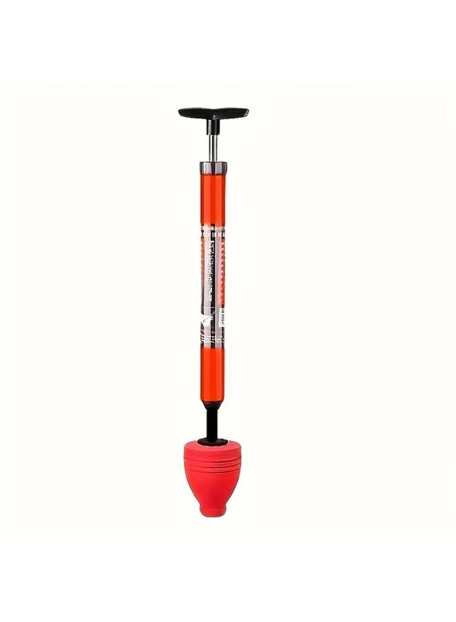 Red Heavy Duty Pneumatic Toilet Plunger Manual Pump Drain Cleaner Thick Rubber Seal - Image 1