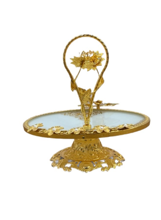 تمرية زجاجية بنقوش وقاعدة ذهبية ملكية فاخرة - Image 1