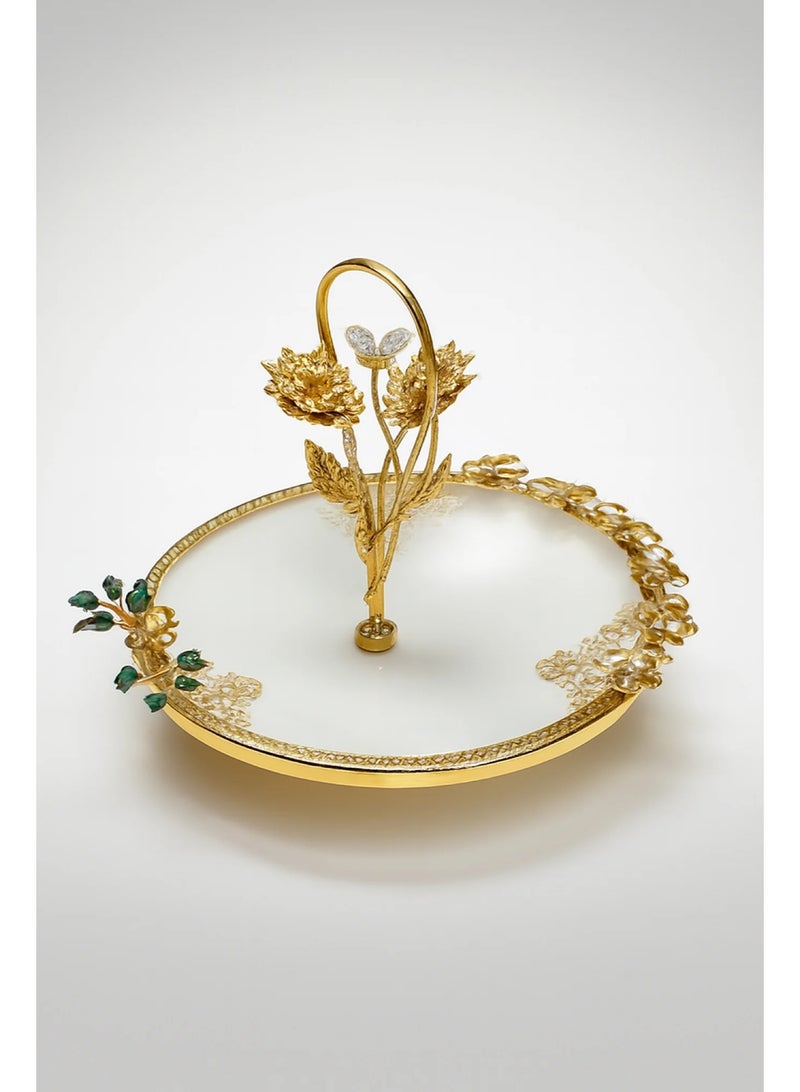 تمرية زجاجية بنقوش وقاعدة ذهبية ملكية فاخرة - Image 2