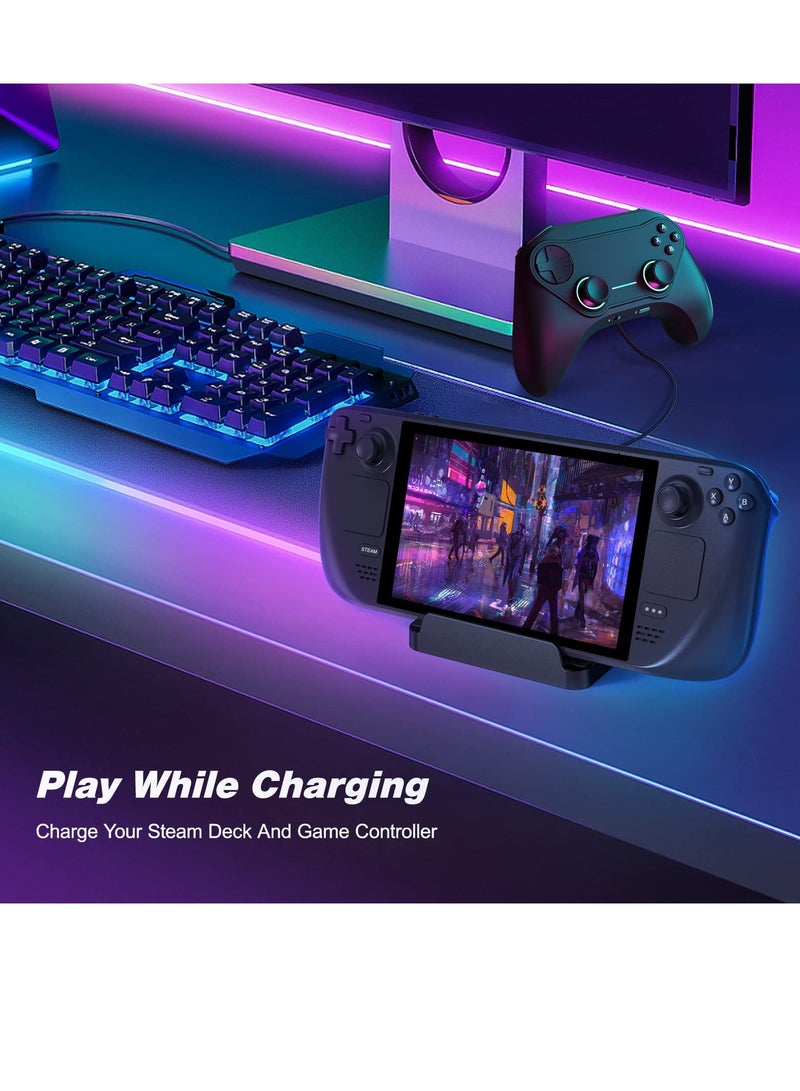 KASTWAVE متوافق مع قاعدة حامل لسطح البخار، وملحقات سطح البخار، وقاعدة شحن لسطح البخار، ومنفذ USB مزدوج ومنفذ USB C لشحن كامل السرعة لسطح البخار، وحامل حامل مضاد للانزلاق لسطح البخار - Image 5