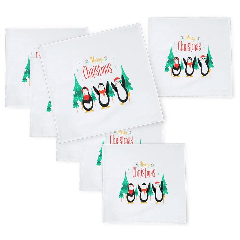 Khakee 6 Pcs Christmas Theme Silk Table Napkins 10x 10 for Xmas Decoration Christmas OrnamentsChristmas Giftxmas21410 - Image 1