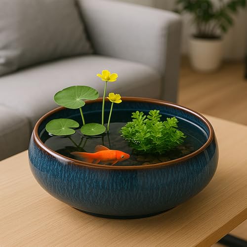 Oncpcare Lotus Bowl Planter – Glazed Ceramic Indoor Plant Bowl Lotus Pot for Lotus Seeds, Bonsai, Succulents | Shallow Hydroponic Decorative Oriental Flower Bowl (Green) - Image 4