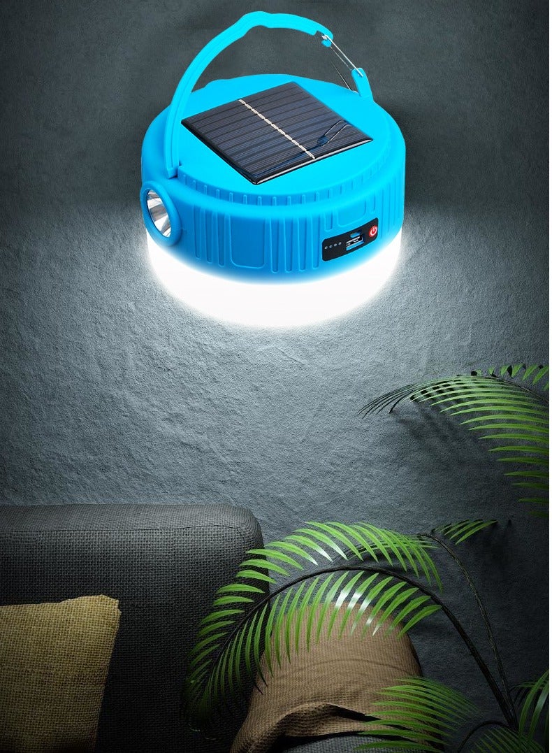 إكسلانت مصباح تخييم خارجي متعدد الوظائف يعمل بالطاقة الشمسية، فانوس إضاءة قابل لإعادة الشحن، عمر بطارية طويل، مصباح معلق لخيمة التخييم - أزرق (كبير) - Image 4