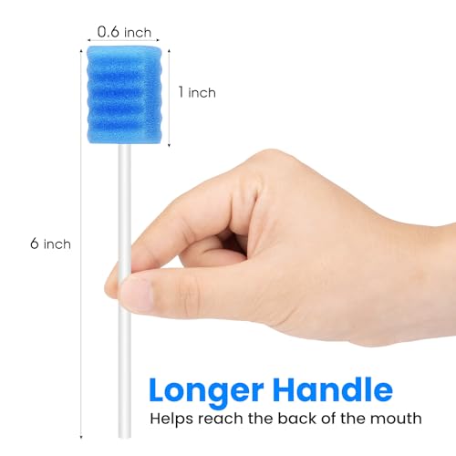Melonsun 300 Pcs Oral Swabs Disposable - Longer Unflavored & Sterile Dental Sponge Swabs for Mouth Cleaning - Individually Wrapped, Medical Grade, Latex-Free for Oral Care (Blue 300) - Image 2