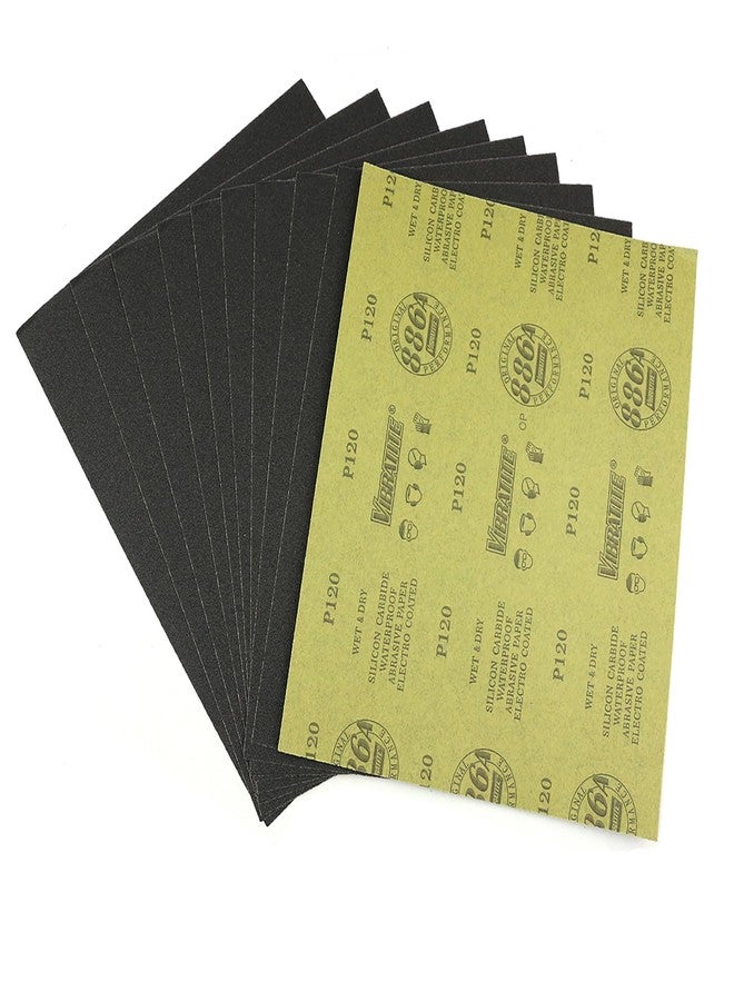 MAXMAN Sandpaper Sheets 120 Grit Dry Wet Sand Paper 9 x 11 InchSilicon Carbide for Wood Furniture FinishingMetal Sanding and Automotive Polishing10 -Sheet - Image 1