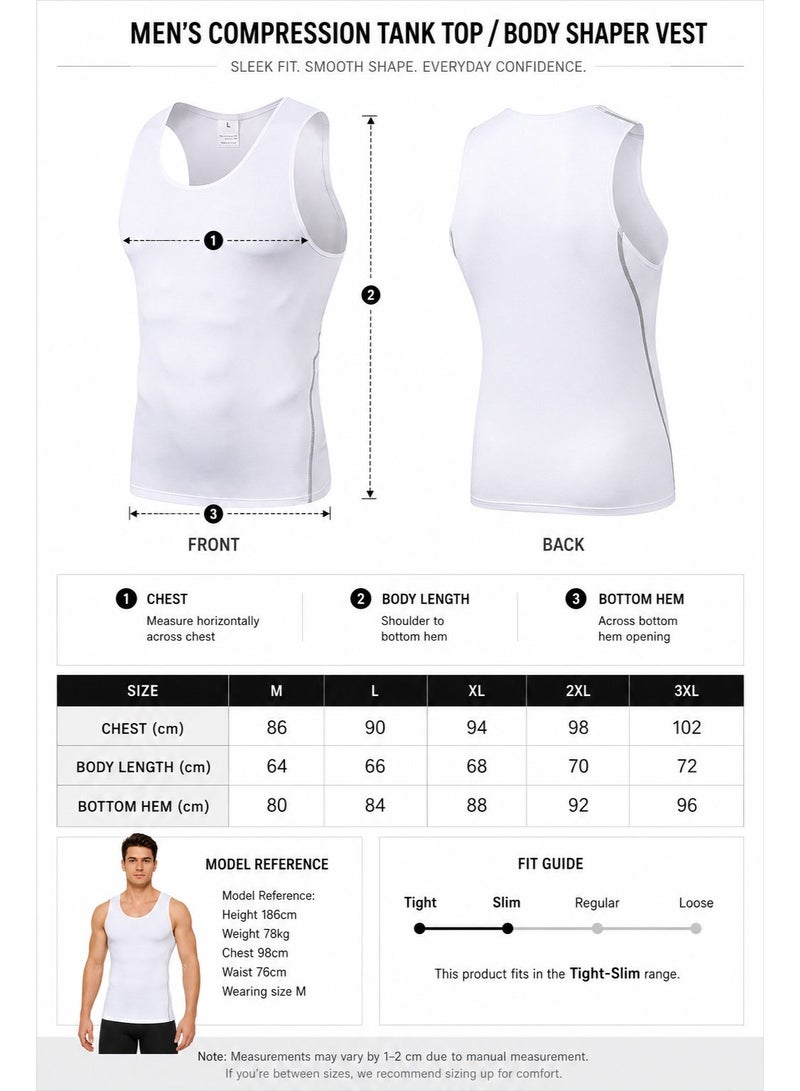 Men's Compression Tank Top Body Shaper Vest, Slim Fit Sleeveless Undershirt for Gym Workout and Daily Wear ﻿ - Image 2