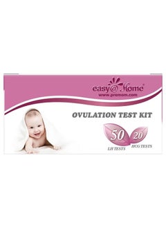Easy@Home Ovulation Test Kit, 50 LH Tests, 20 HCG Tests 