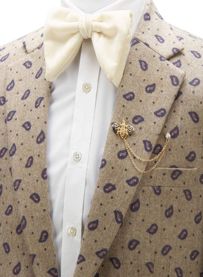 Knighthood Brooch Pin Men's Bee With Hanging Chain Brooch Lapel Pin (Golden & Black) - Image 4