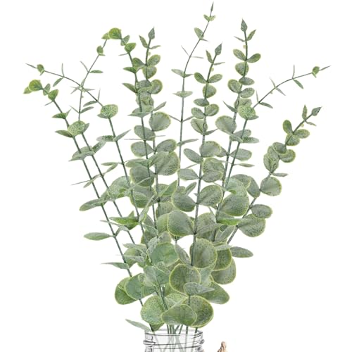 LYRWI 10pcs Eucalyptus Stems Artificial Eucalyptus Leaves Fake Greenery Branches Fake Flowers for Wedding Centerpiece Spring Easter Farmhouse Home Decoration - Image 1