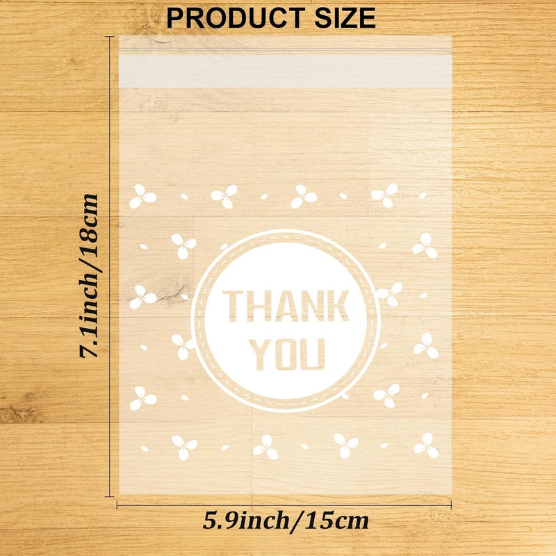 Konsait Konsait 100 Count Thank You Cookie Candy Treat Bags Selfadhesive Sweets Biscuit Dessert Plastic Packaging Cellophane Gift Goody Bags for Birthday Party Favors 59x7 Inch  - Image 2