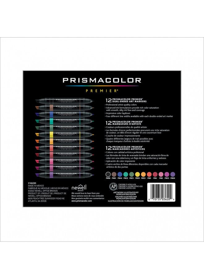 Prismacolor ماركرز فنية مزدوجة الطرف من بريزماكولور، طرف رفيع وطرف مائل، 12 عبوة - Image 5