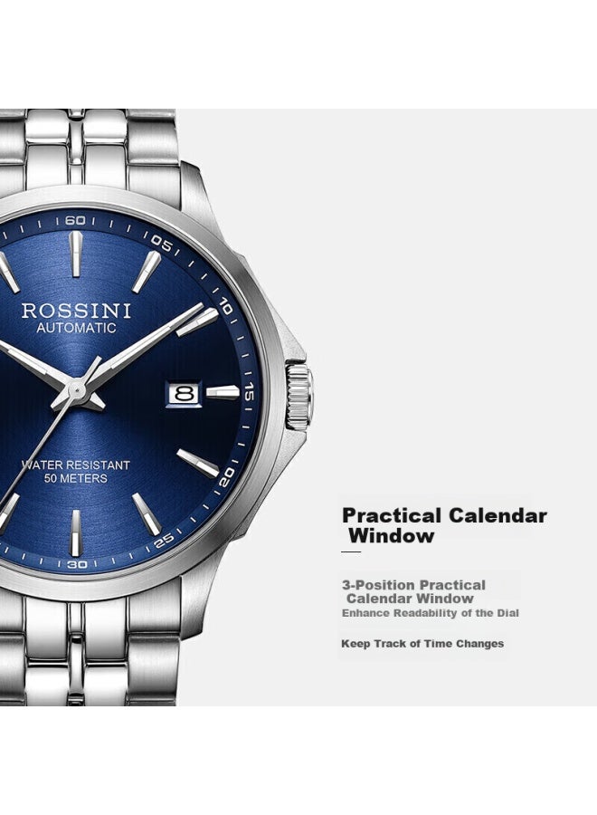 Rossini Men'S Watch Birthday Gift Luminous Waterproof Mechanical Men'S Watch Steel Strap 5200005 - Image 2