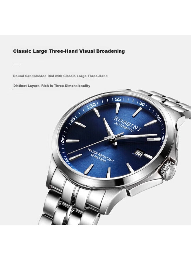 Rossini Men'S Watch Birthday Gift Luminous Waterproof Mechanical Men'S Watch Steel Strap 5200005 - Image 1