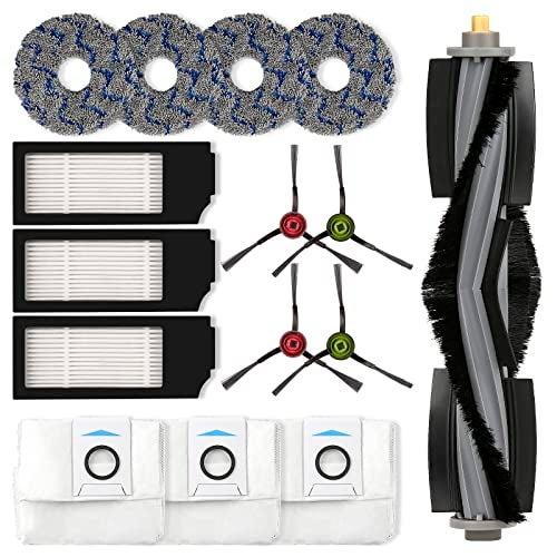 CHAIN PEAK (15 Pack) X1 Omni Replacement Parts for ECOVACS DEEBOT DEEBOT X1 Omni X1 PRO Omni X1 Omni T10 Omni Robot Vacuum Accessories, 1 Roller Brush, 3 HEPA Filters, 3 Dust Bags, 4 Side Brushes, 4 Mop Pads - Image 1