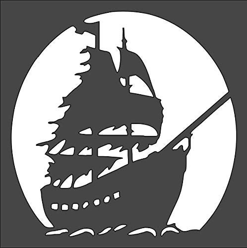 Rubstamper Pirate Ship Logo Stencil Reusable Sturdy Flexible Clear Plastic 155x55 in Arts and Crafts Material Scrapbooking for Airbrush Painting Drawing