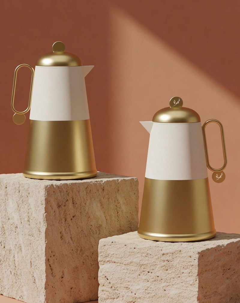 Lunara Kahwa & Tea Flask Set – Soft-Touch Body with Stainless Steel Accents (0.7L + 1.0L)