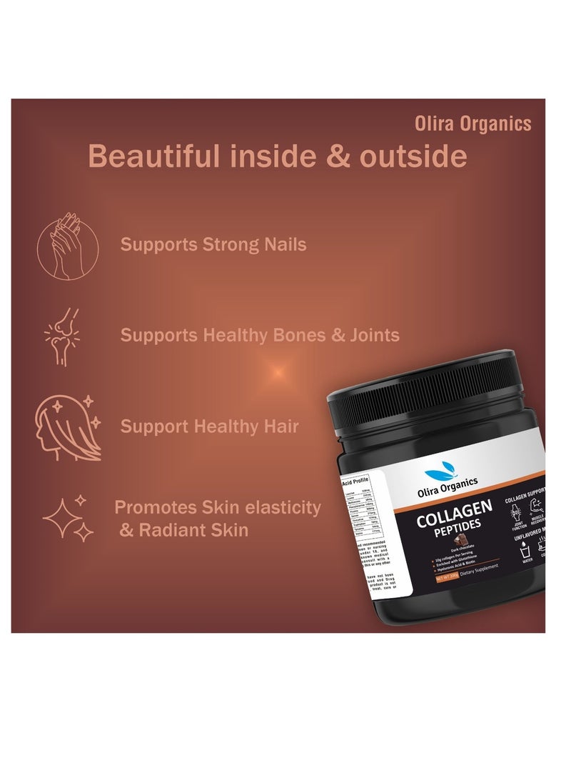Olira Organics - Collagen Peptide Powder With Glutathione Chocolate Flavor 200gm | Advanced Formula With Biotin ,Hyaluronic Acid, Vitamin E, Vitamin C & Alpha Lipoic Acid For Radiant Skin and Stronger Hair. | - Image 1
