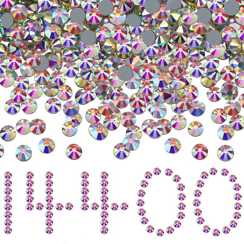 Cindeer 14400 Pcs Crystal Hotfix Rhinestone Large Quantity Glass Flatback Rhinestones Hot Fix Rhinestones Round Gems Glass Stones for Clothes Shoes DIY Crafts SuppliesSS16Crystal AB