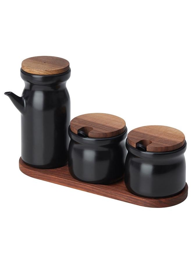 Spice Jar With Tray, Set Of 3, Ceramic/Black - pzsku/ZB03F9D22094ECBDE5C0DZ/45/_/1733840252/3a9cb580-1fd4-4bc5-8a6f-85d6d79f4d52