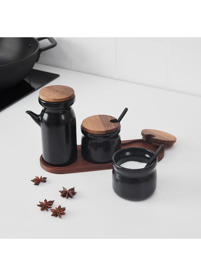 Spice Jar With Tray, Set Of 3, Ceramic/Black - pzsku/ZB03F9D22094ECBDE5C0DZ/45/_/1733840255/aa8b85a4-ff13-4419-aa5c-ef56d837a675