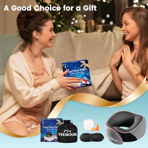 Teemour Travel Neck Pillow Airplane- Upgraded Memory Foam Neck Pillow for Airplanes 360° Support Desing, with Eye Mask & Earplugs, Portable Carry Bag for Long Flights, Business Trip|Travel Essentials - Image 3