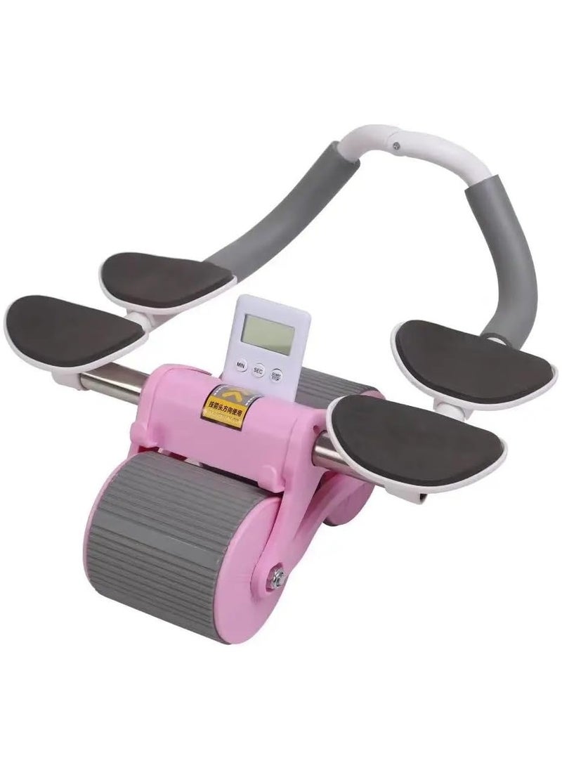 VIO Automatic Rebound Abdomen Wheel Healthy Abs Exercise Roller with Double Wheel Elbow Support Knee Pad Timer Core Strength Exercise Fitness Equipment for Home Gym Workout for Men Women  - Image 2