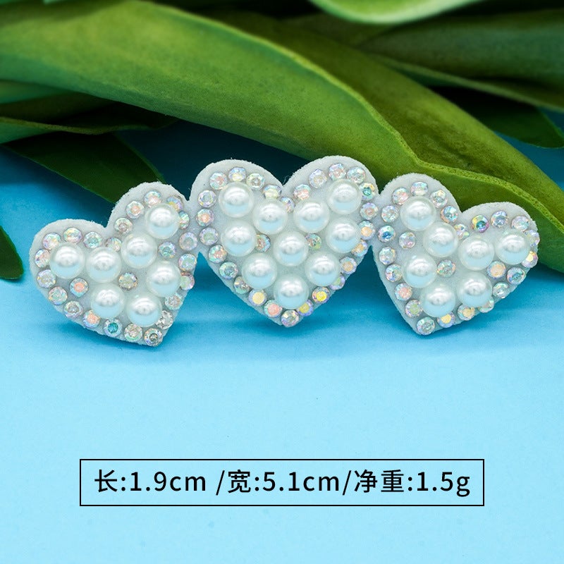 Creative Rhinestone Heat Transfer Patch Three hearts * 1.9*5.1cm 