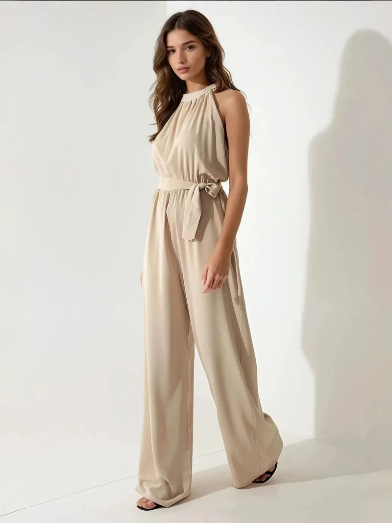 زوبعة جمبسوت واسع الأرجل بياقة هالتر