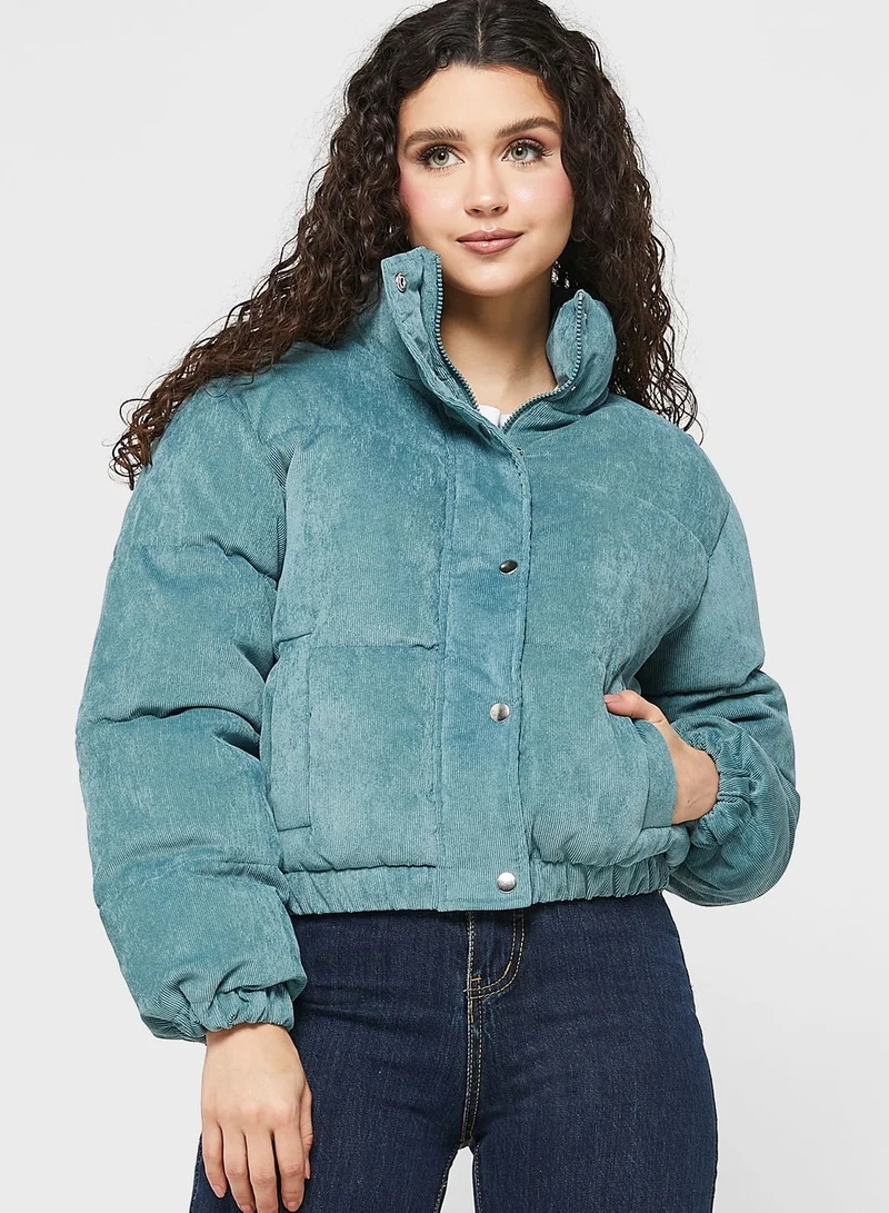 Jacqueline de Yong High Neck Puffer Crop Jacket