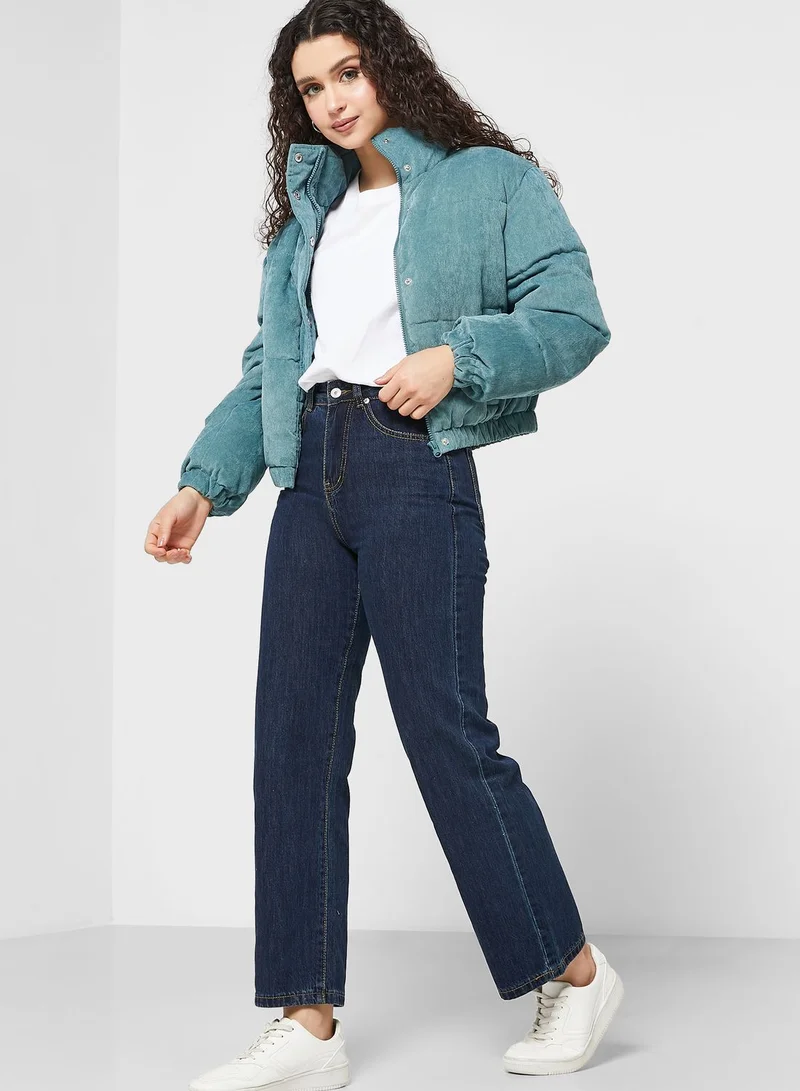 Jacqueline de Yong High Neck Puffer Crop Jacket