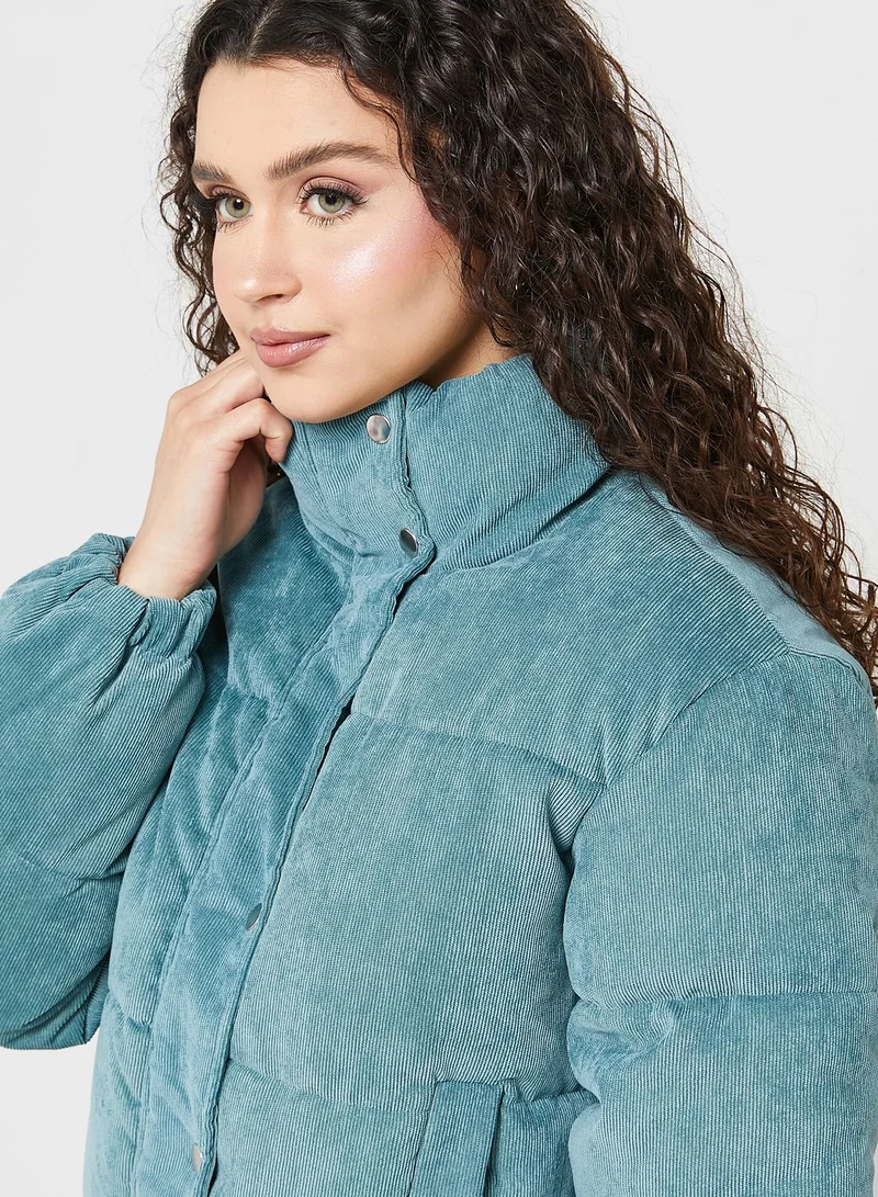 Jacqueline de Yong High Neck Puffer Crop Jacket